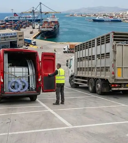 Κινητή υγειονομική αψίδα απολύμανσης σε λιμάνι